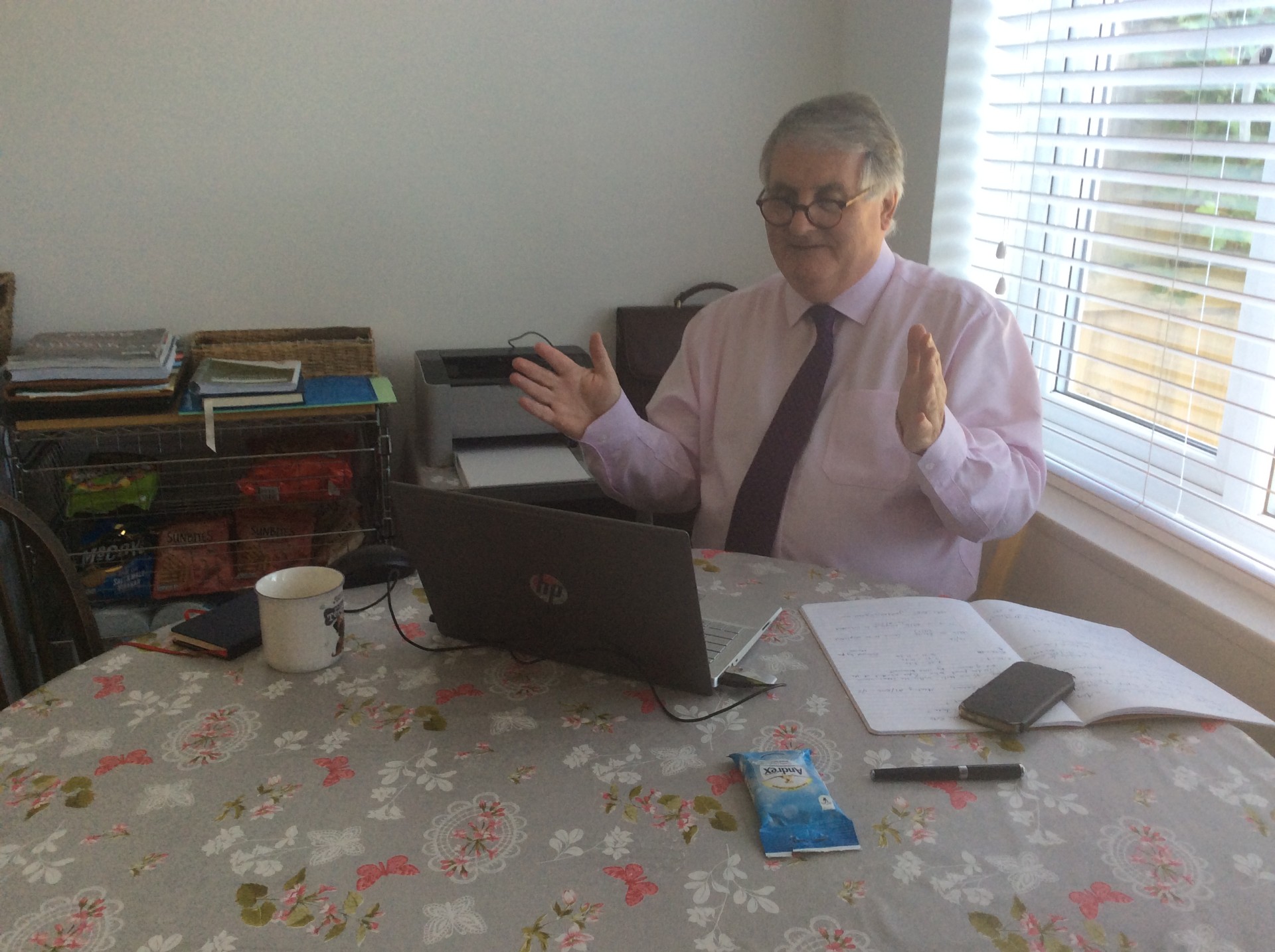 Tony tutoring via video call